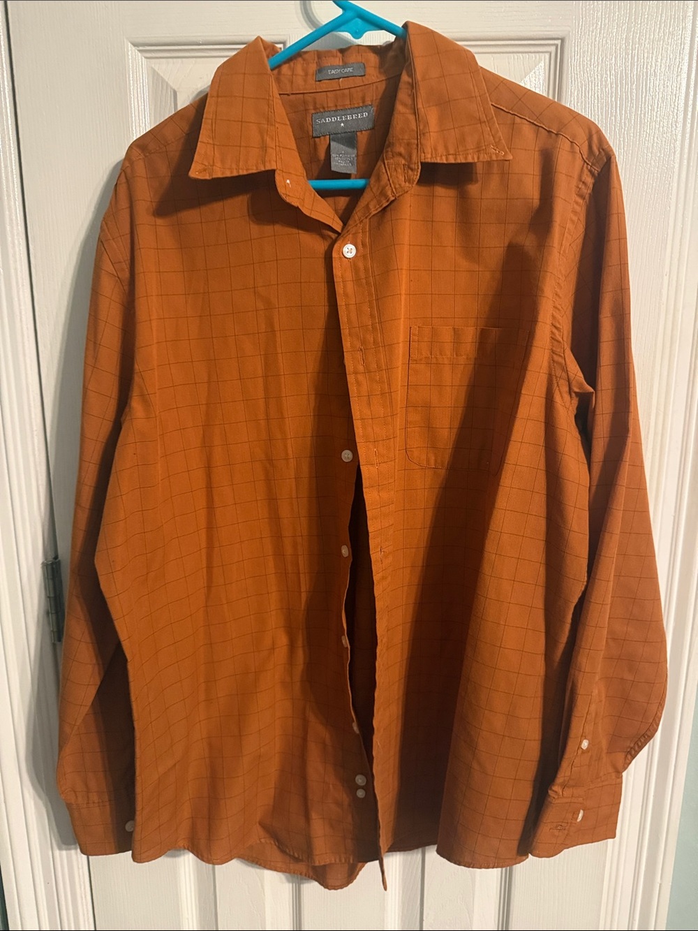 Saddlebred Men's Rust Orange Windowpane Button-Front Shirt Jacket